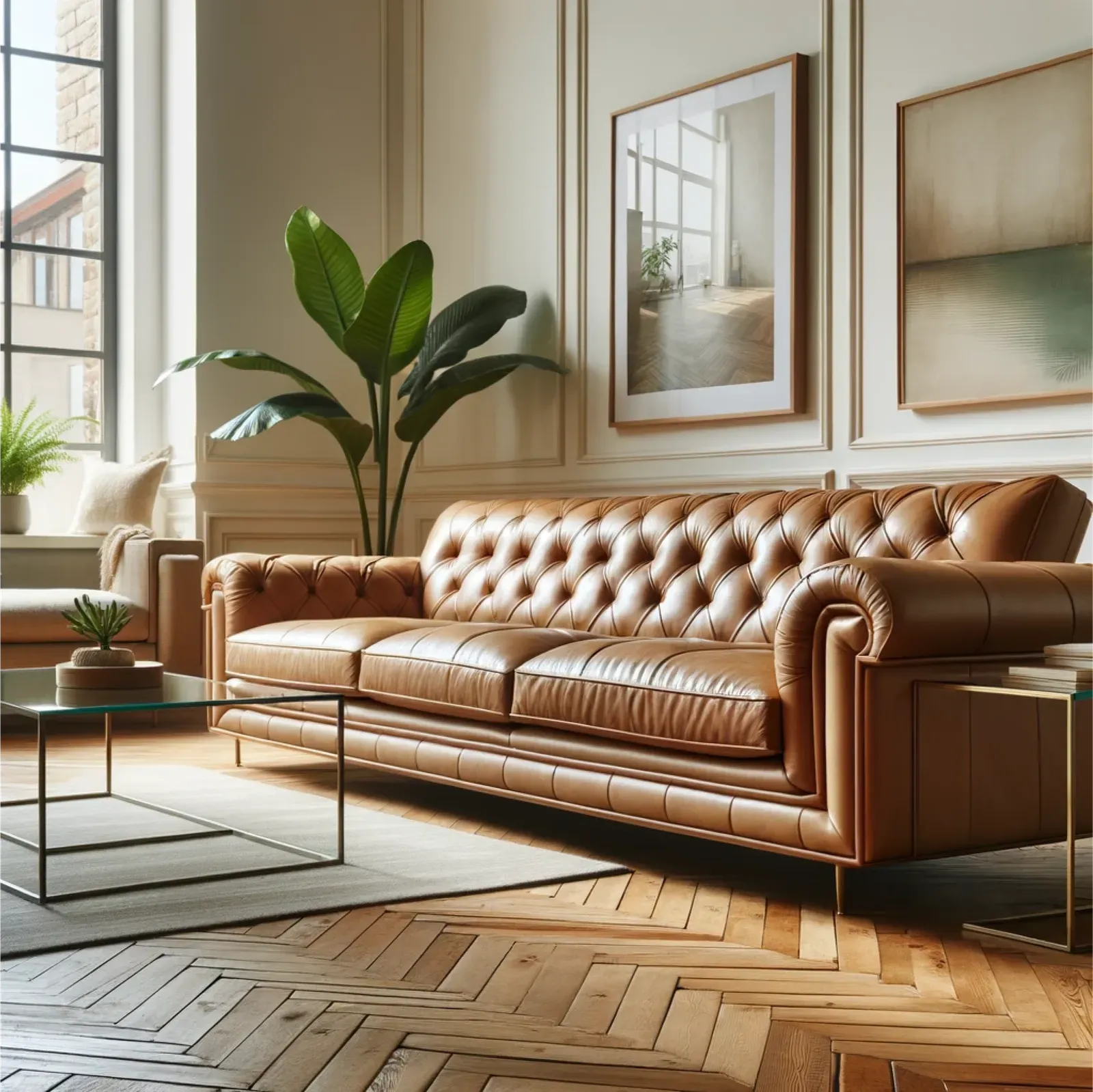 MahoganyGrace Leather Sofa
