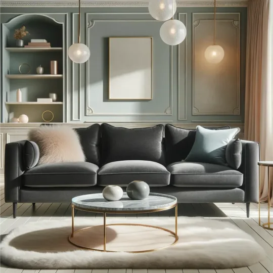 SlateLuxe Grey Fabric Sofa