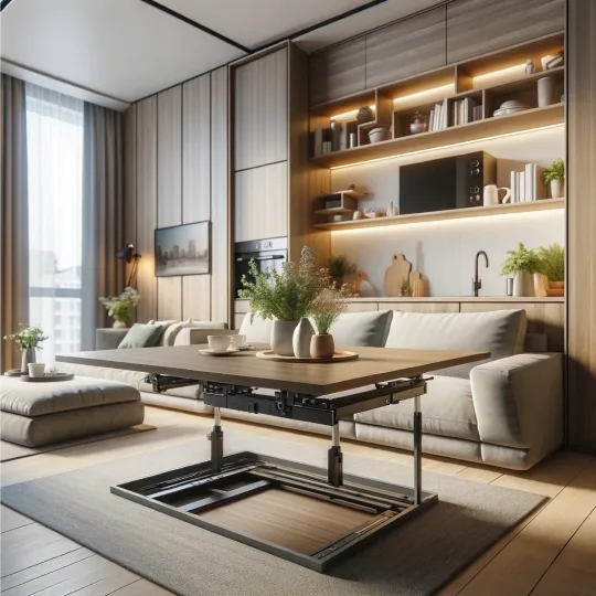 VersaGlow Foldaway: Illuminated Wooden Table with Storage